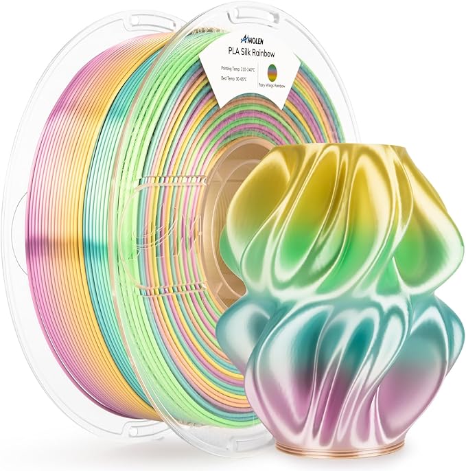 AMOLEN Silk PLA 3D Printer Filament, Shiny Multicolor Rainbow PLA Filament - Image 8