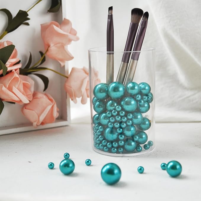 260Pcs Turquoise Glossy Beads for Centerpiece Decor, Artifical Pearls Vase - Image 3