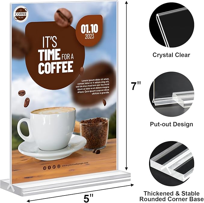 5x7 Acrylic Sign Holder, 12 Pack Vertical Plastic Signs Frame Table Top Display - Image 3