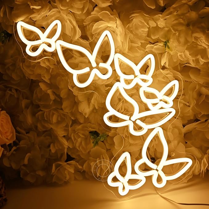 SYLHOME Butterfly Led Neon Light Sign Girls Kids Bedroom Girls Room Beauty - Image 3
