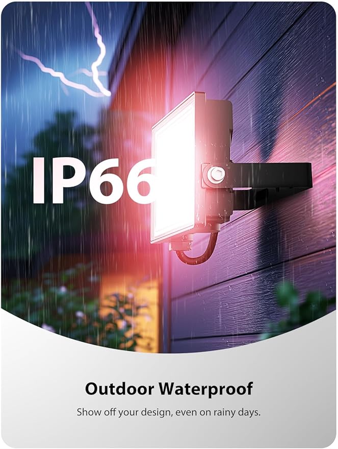 Onforu LED Flood Light Outdoor 1000W Equivalent, 150W Color Changing RGBW - Image 6