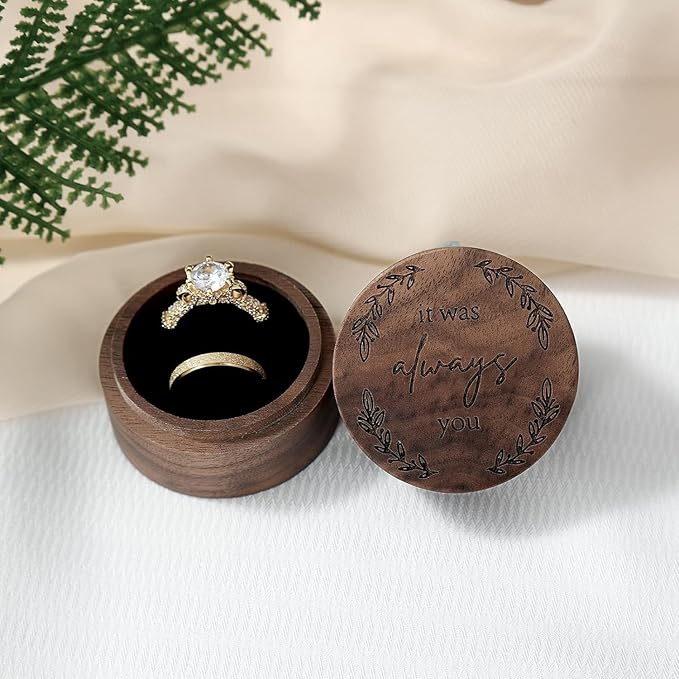 Ring Box, Wooden Ring Box for Wedding Ceremony Ring Bearer Box, Engagement Ring - Image 4