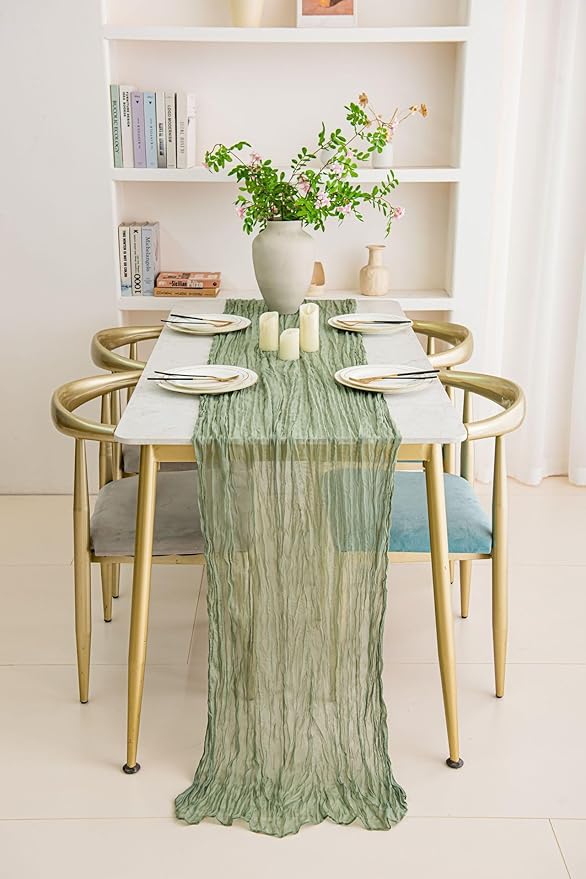 12 Pack Sage Green 10Ft Cheesecloth Table Runner 20x120 Inch Boho Wrinkled - Image 6