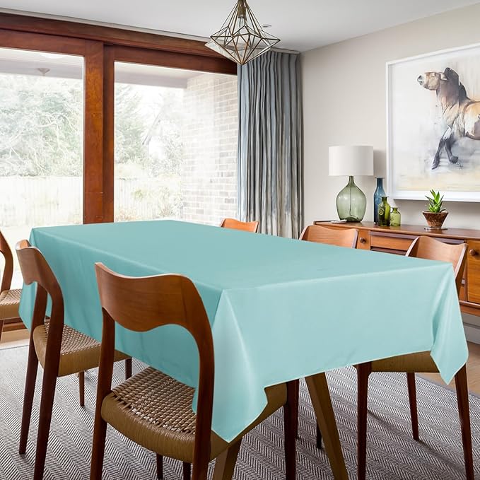 sancua 2 Pack Turquoise Tablecloth 60 x 102 Inch, Rectangle Table Cloth - Image 3