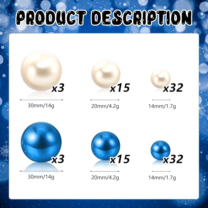 100PCS Blue White Faux Pearls Beads - Image 2