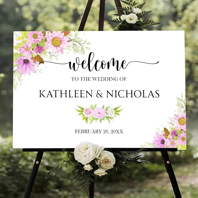 Blush Pink Floral Wedding Welcome Sign Template, Editable Printable Soft Pink - Image 2