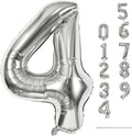Silver Number Balloons, 40inch Large Number 4 Foil Helium Balloons by Lingqiang