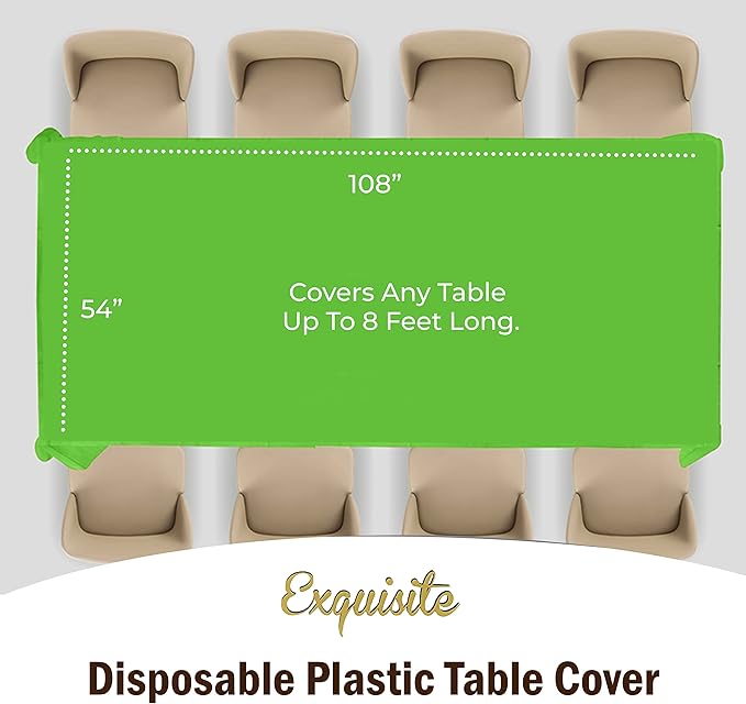 Exquisite 12-Pack Premium Plastic Tablecloth 54in. x 108in. Rectangle Table - Image 4