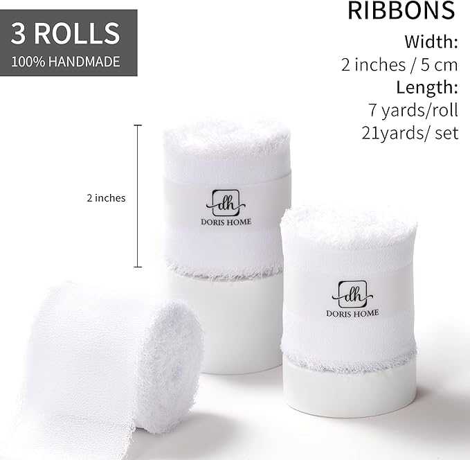 DORIS HOME White Chiffon Ribbon - Image 3