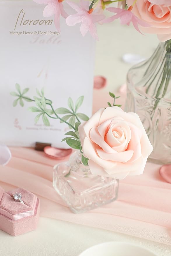 Floroom Cream Blush Artificial Flowers Fake Roses Peonies and Greenery Combo - Image 4
