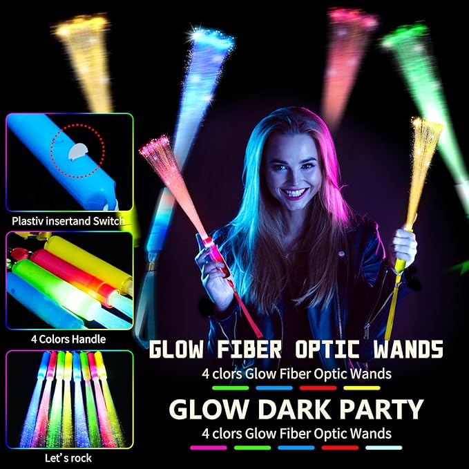 OceanWings Glow Fiber Optic Wands, Halloween Glow Sticks Bulk Party Pack - Image 4