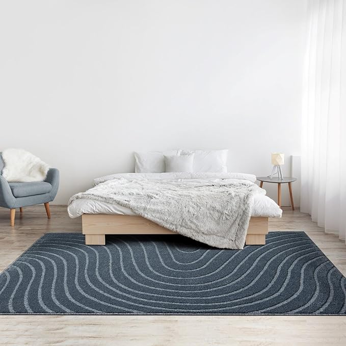 LUXE WEAVERS Modern Geometric Wave Blue 4x6 Area Rug - Image 9