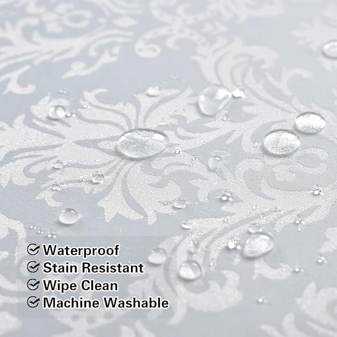 SASTYBALE White Tablecloth Rectangle 52 x 70 Inch Jacquard Damask Tablecloth - Image 5