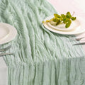 Hahuho Sage Green Cheesecloth Table Runner 10ft, Gauze Boho Rustic Table Runners by Hahuho