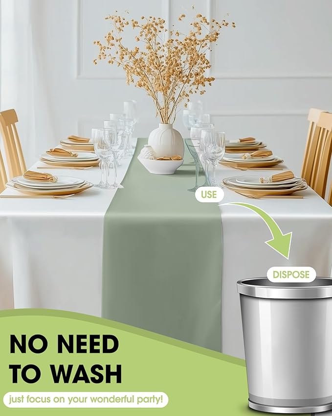 Pureegg Sage Green Plastic Table Runners - Image 4
