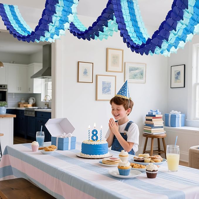12Pcs Blue Party Decorations, Hanging Blue Streamers Garland - Image 4