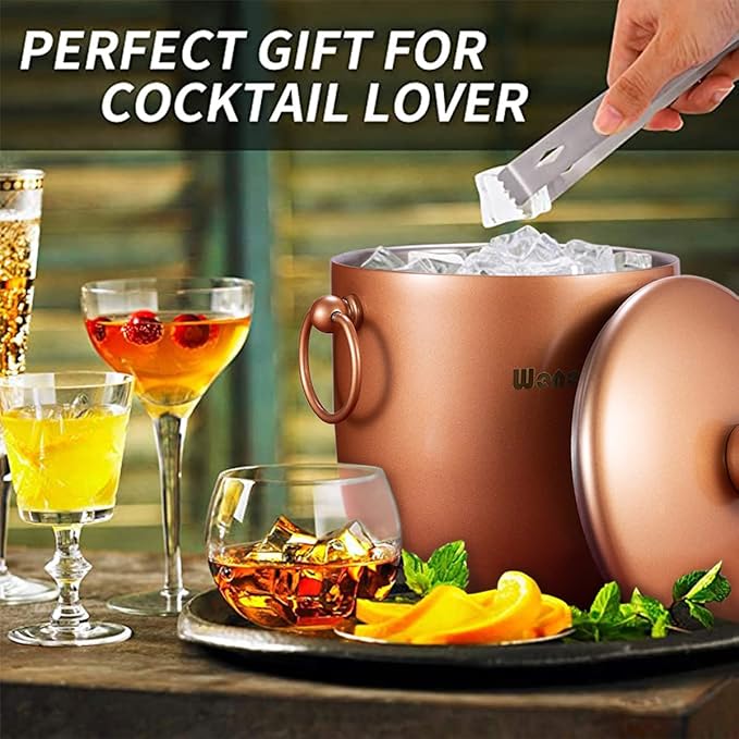 Ice Bucket with Lid, Tongs and Strainer - Image 2