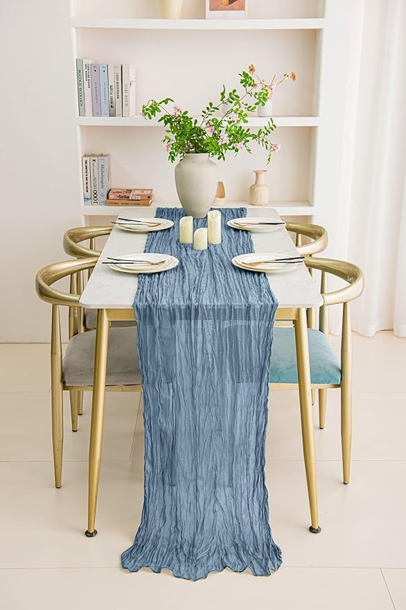 12 Pack Dusty Blue 10 Ft Cheesecloth Table Runner 20x120 Inch Boho Wrinkled - Image 5
