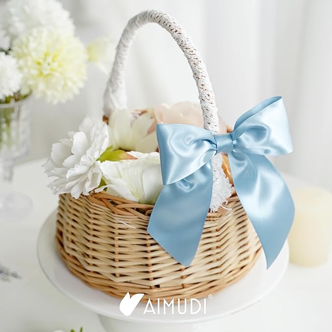 AIMUDI Dusty Blue Satin Bows 5.5" Bows - Image 5