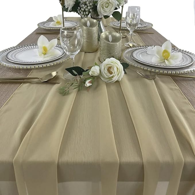EHLDekol 10 Packs Chiffon Table Runners 27 x 120 inches Romantic Sheer Wedding - Image 3