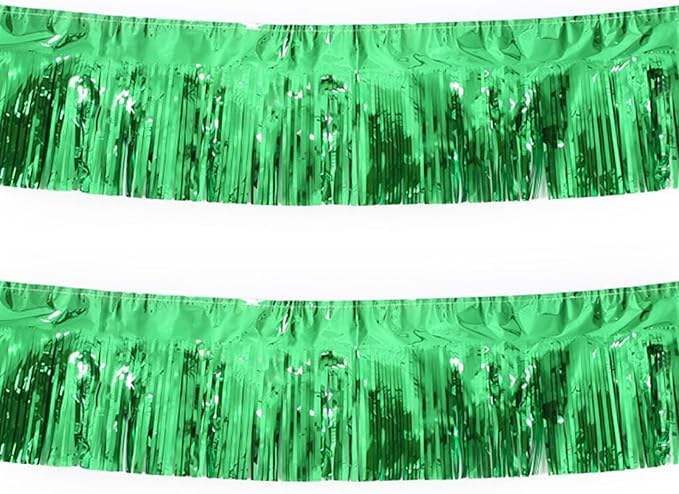 Green Foil Fringe Garland 10FT 2packs, Metallic Foil Tinsel Fringe Banners by Acuteye