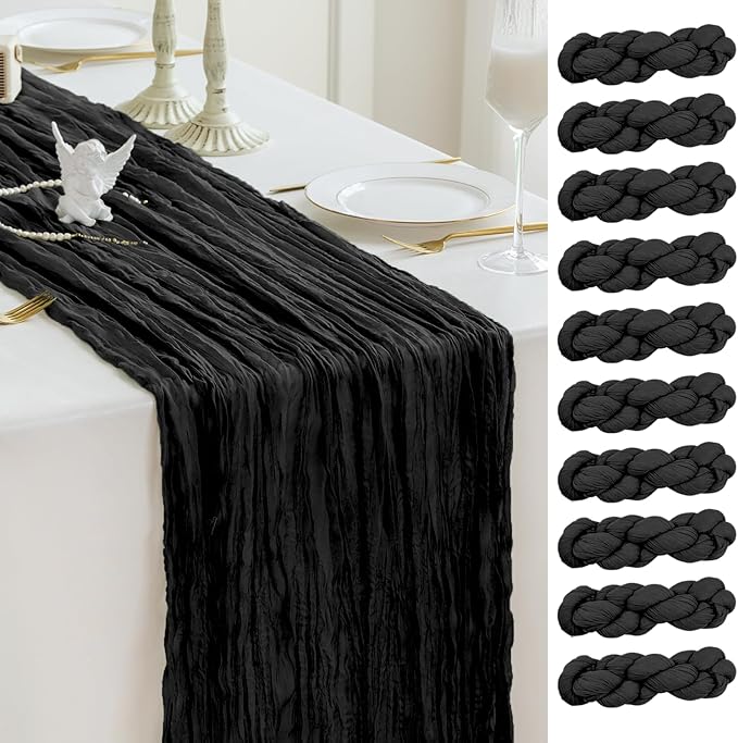 Sioloc Black Cheesecloth Table Runner Fall Autumn Decor by HEALTHYCOMFORTLIFE