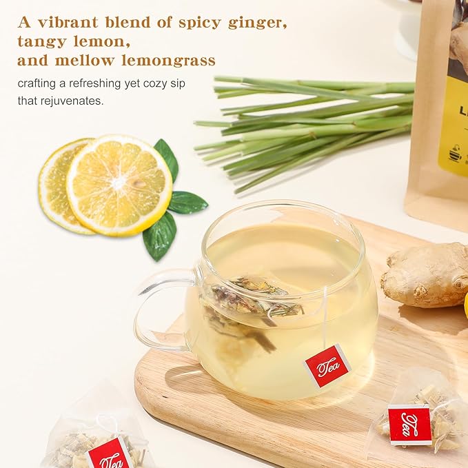 FullChea - Lemon Ginger Tea Bags, 50 Teabags - Pleasantly Spicy & Warming - - Image 3