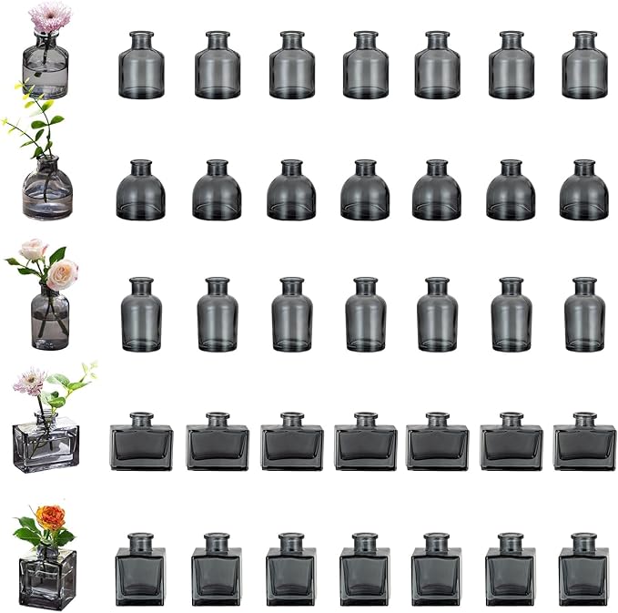 Glasseam Bud Flower Vases in Bulk: 40 Glass Cute Small Vases by Glasseam