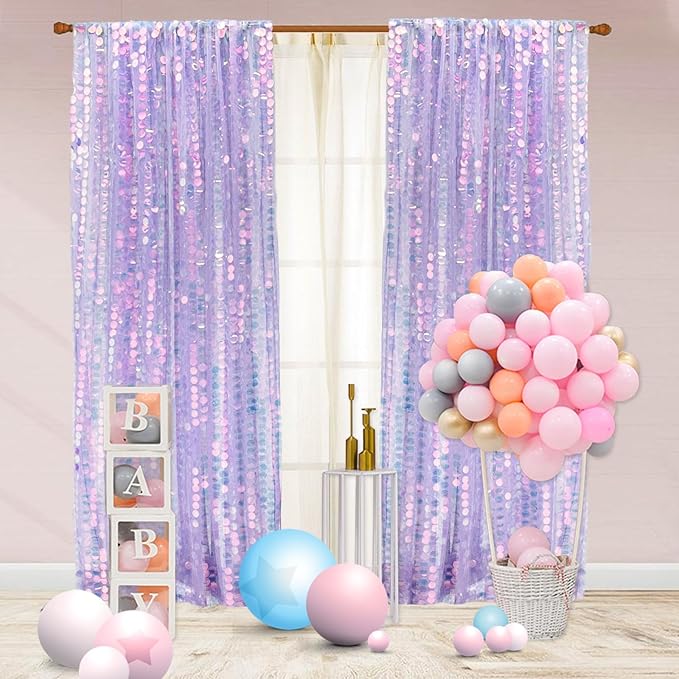 9X9FT Sequin Backdrop Curtains, 2 Panels Shimmer Sequin Fabric Photography by SFNSKY