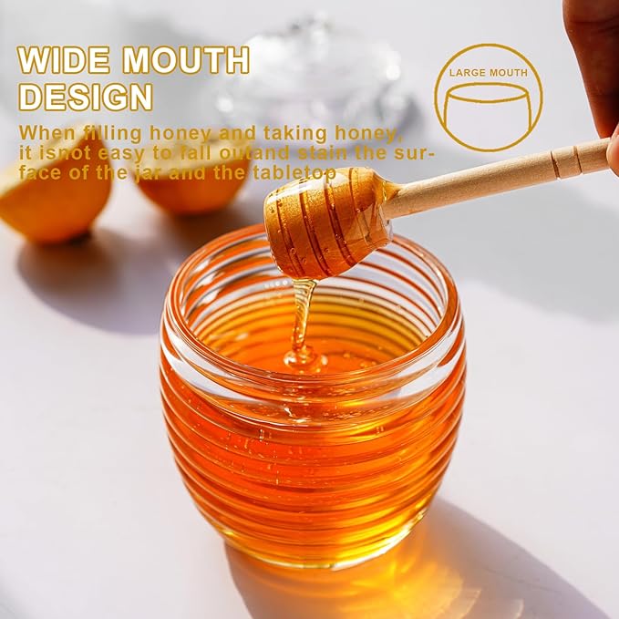 kanpura 9oz Glass Honey Dispenser, Glass Honey Jar - Image 2