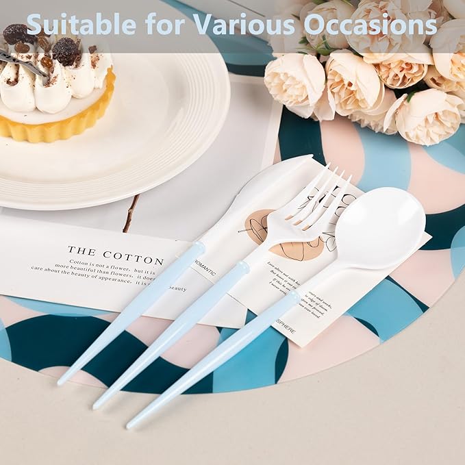 180PCS White Plastic Silverware - Image 4