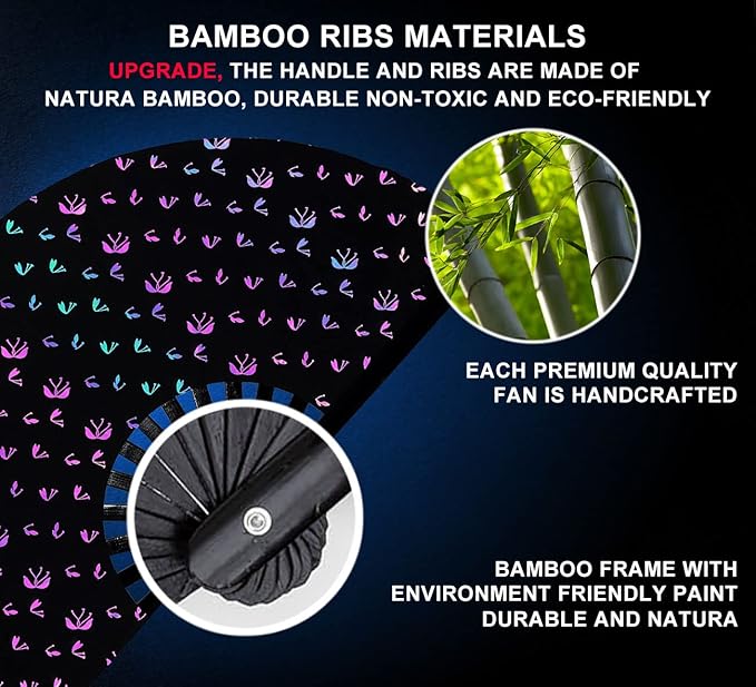 Amajiji Large Rave Folding Hand Fan Clacking Fans - Image 4