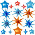 16 Pcs Orange and Blue Star Balloons, 22/18/10 Inch Foil Balloons, Four-Pointed by Sowide