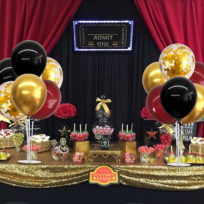 TONIFUL 4 Set Burgundy Red Black Gold Balloon Stand Centerpiece Table - Image 6
