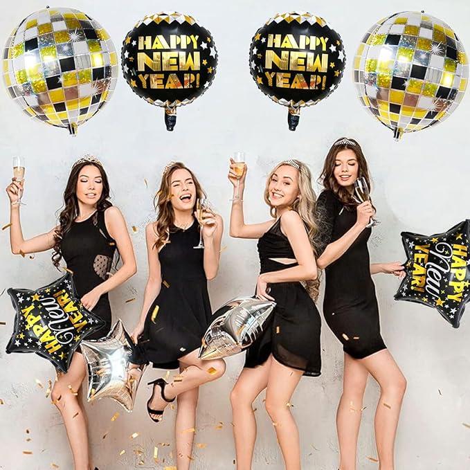 Happy New Year Balloons, Self-Sealing Foil Balloons - Image 4