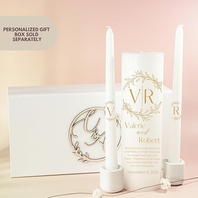 Unity Candles for Wedding, Modern Unity Set, Custom and Personalized Pillar and - Image 4
