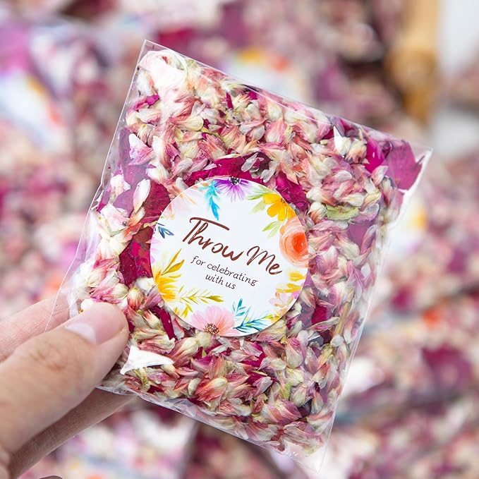 50 Pack Real Dried Rose Flower Petals Biodegradable Confetti, Dried Mix Red by Oning