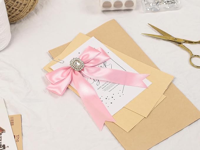 Rose Pink Satin Ribbon 1 inch X Continuous 50 Yards, Single Face Polyester - Image 7