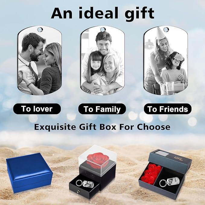 Personalized Keychain with Engraved Photo & Text Customized Custom Gift - Image 5