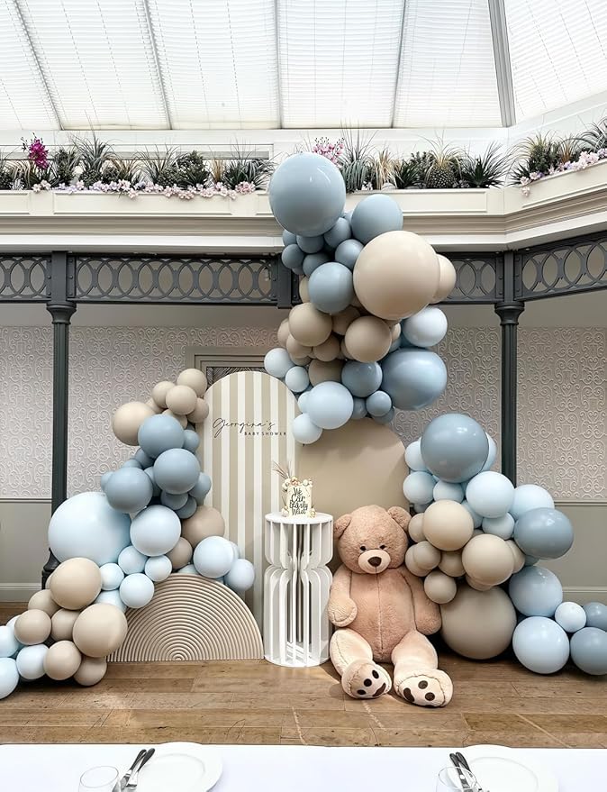 Dusty Blue and Gold Balloons - Image 4