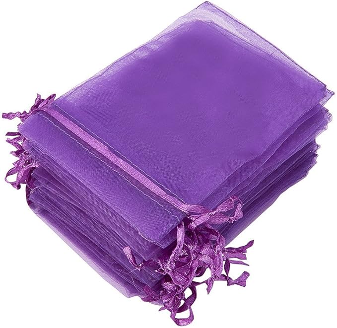 Wudygirl 100pcs Sheer Organza Bags 5‘’x7‘’ Purple Drawstring Packages License - Image 3
