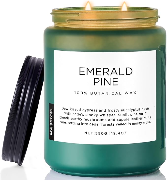 M&SENSE Pine Scented Candles Natural Soy Wax Clean Non Toxic 19.4oz 110 Hours by MSENSE
