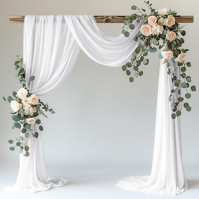 Wokceer White Wedding Arch Draping Fabric Backdrop 28.7" X 20FT Sheer Drapes by Wokceer