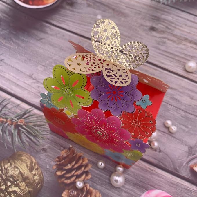 Party Favor Boxes, Flower Butterfly Candy Boxes Laser Cut Candy Boxes Colorful - Image 5