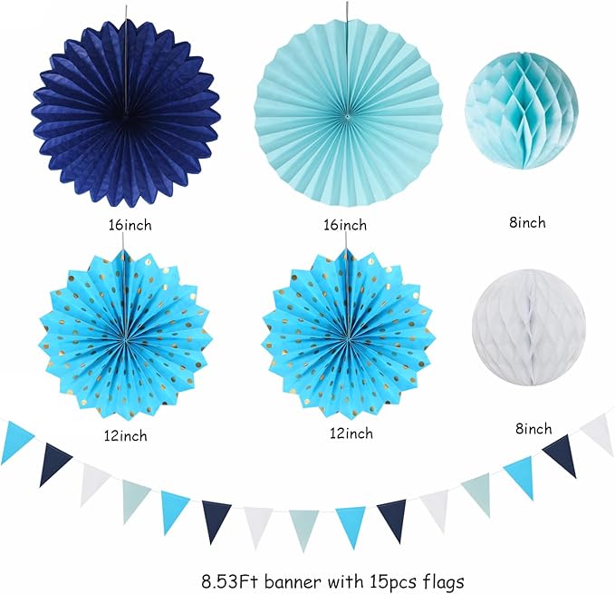 Light-Royal Navy-Blue White Party-Decorations - Image 2