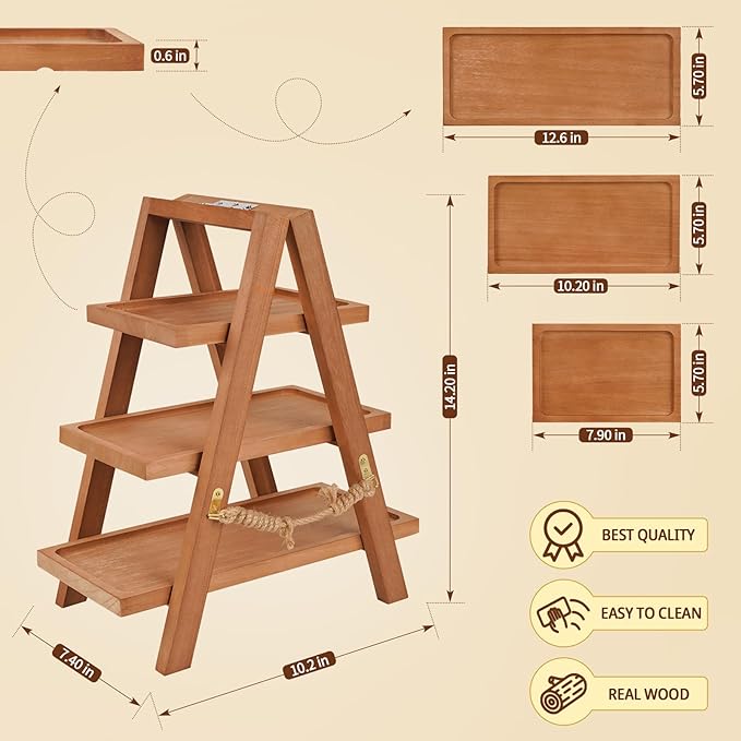 Wooden Cupcake Stand, 3 Tier Cupcake Display Stand - Image 2