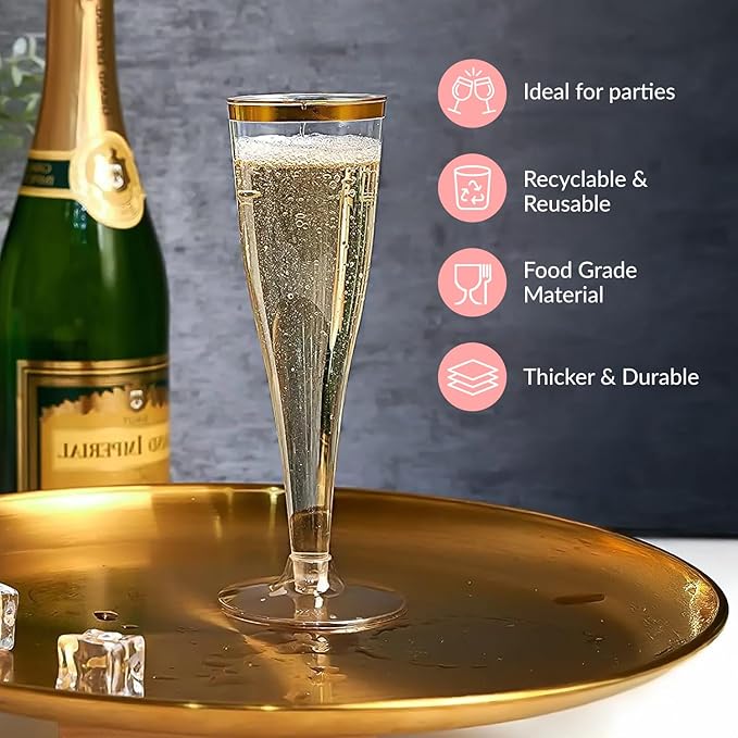 Prestee 48 Disposable Plastic Champagne Flutes - Image 5
