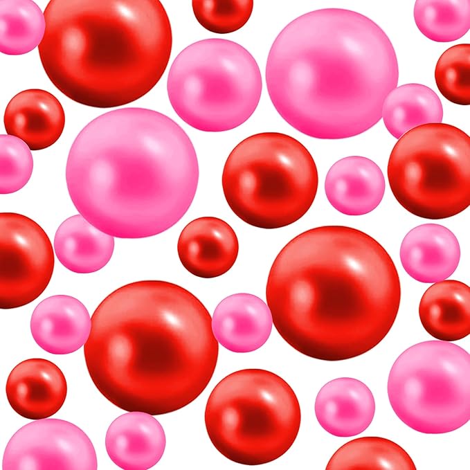 300Pcs Vase Filler Red Pink No Hole Faux Pearl Beads by ORIKASO