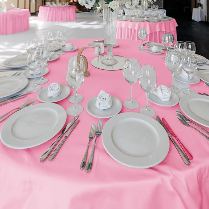 Fitable 6 Pack Pink Round Tablecloths - Image 2