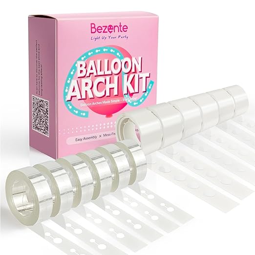 Bezente Balloon Arch Strip Kit, 98.4ft Balloon Tape Strips and 600pcs Glue by Bezente
